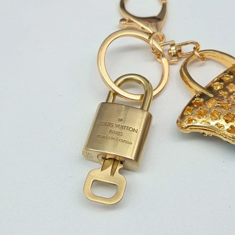 Louis Vuitton Gold Padlock 🔒 Key Set Authentic LV w/ Unbranded Bag Keychain